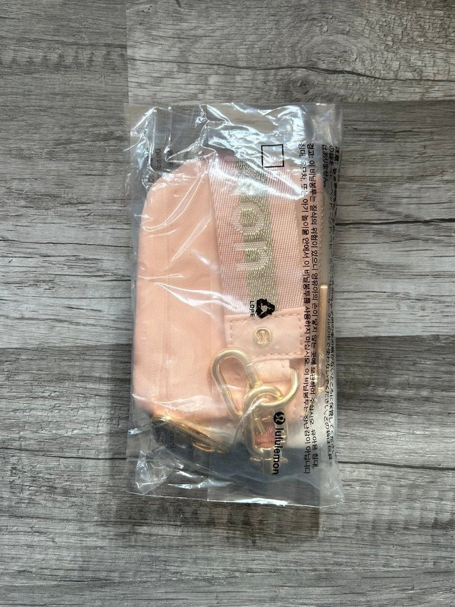 Lululemon Dual Pouch Wristlet Pink and White Gold Wordmark New With Tags