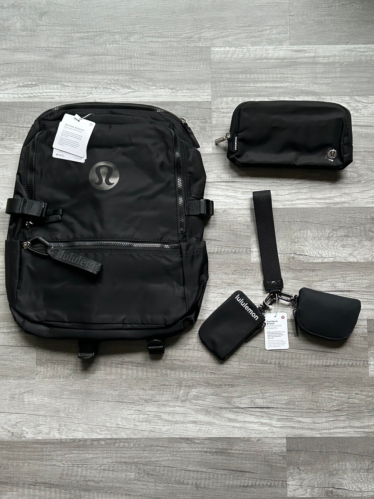 Lululemon Bundle New Crew Backpack Everywhere Belt Bag Dual Pouch Wristlet Keychain