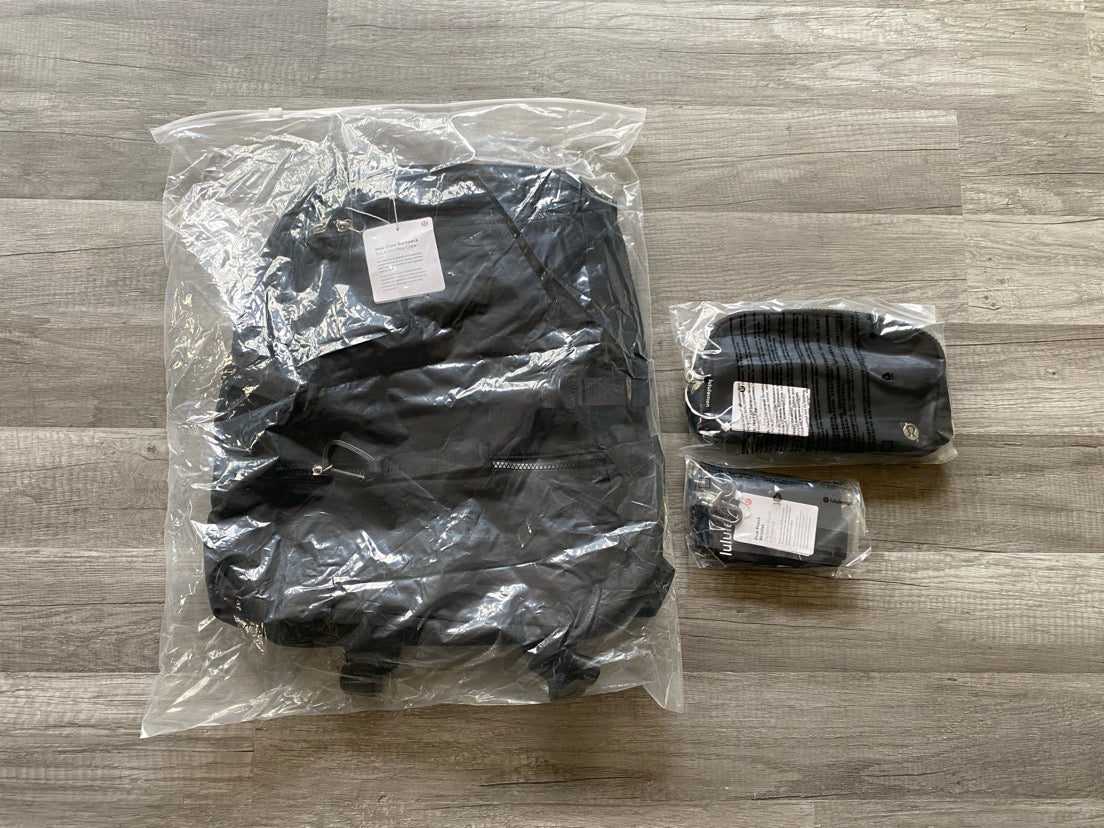 Lululemon Bundle New Crew Backpack Everywhere Belt Bag Dual Pouch Wristlet Keychain