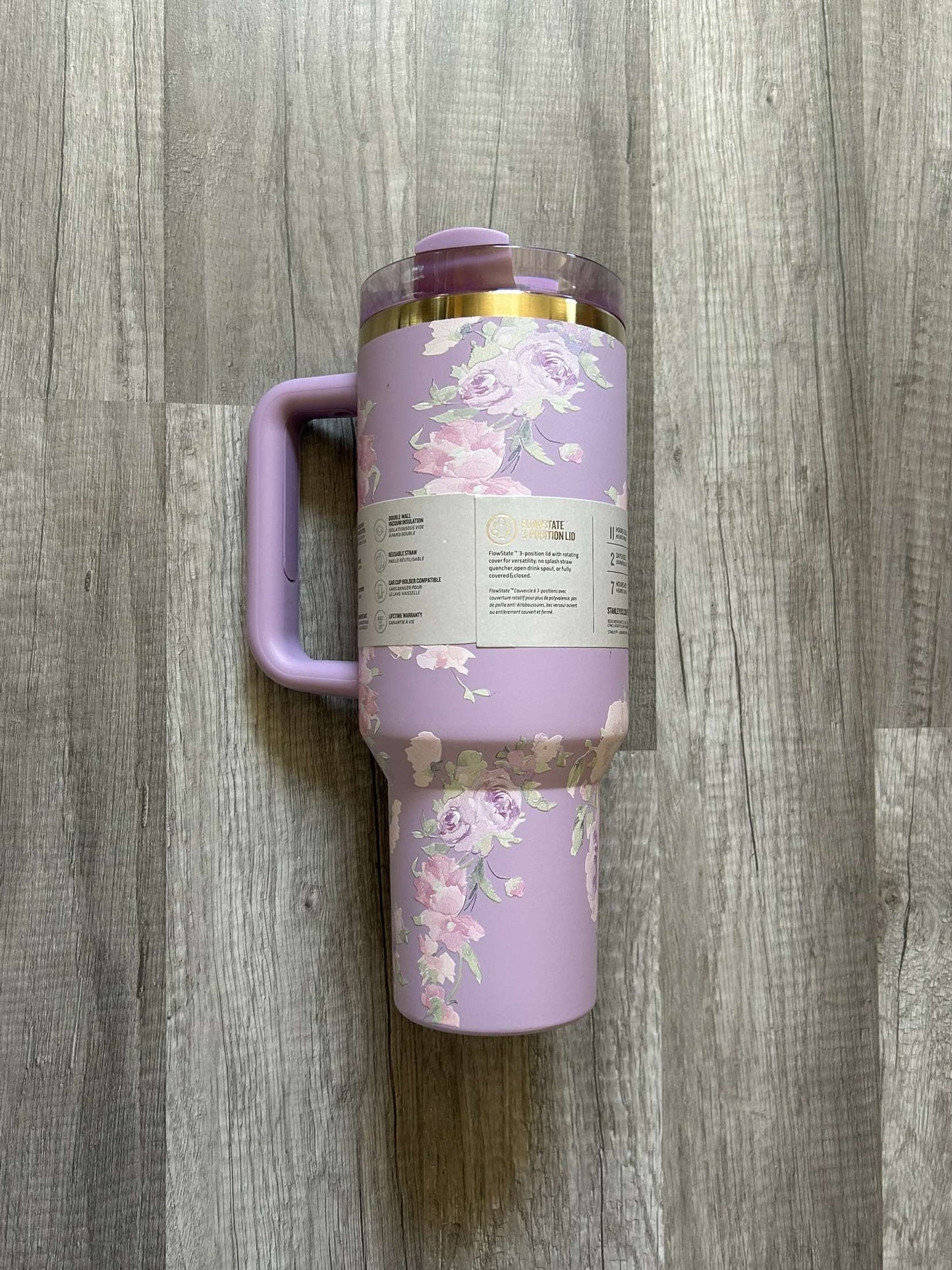 Love Shack Fancy Stanley Tumbler 40oz Quencher H2.0 Purple Happy Thoughts