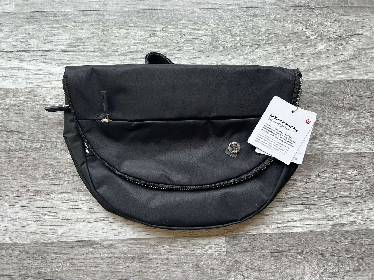 Lululemon All Night Festival Bag Black and Gold Hardware New With Tags 5L