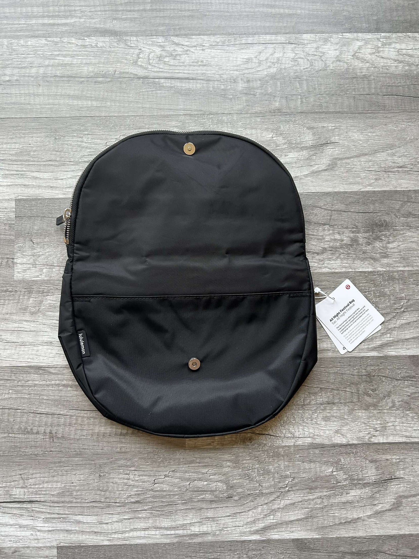Lululemon All Night Festival Bag Black and Gold Hardware New With Tags 5L