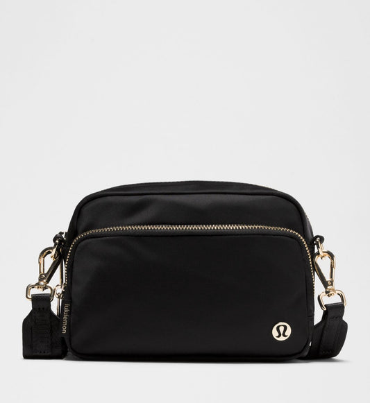 Lululemon Everywhere Crossbody Bag Black and Gold Hardware New With Tags 2L