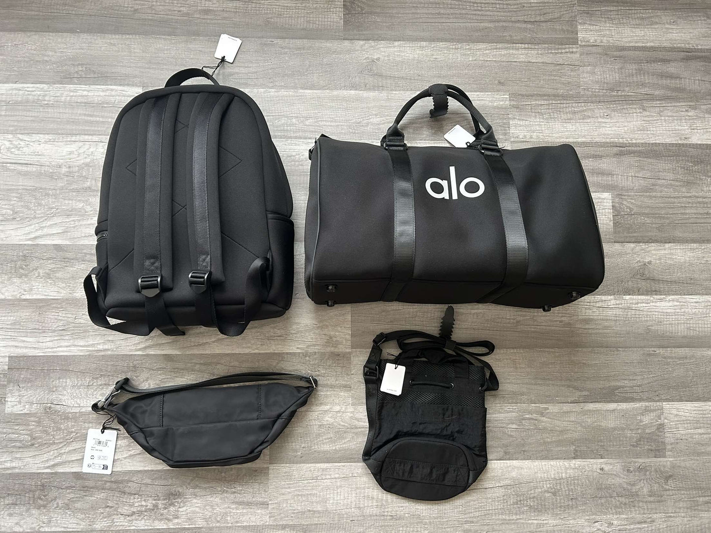 Alo Yoga Bundle Stow Backpack Traverse Duffle Crossbody Bucket Bag Explorer Fanny Pack New With Tags