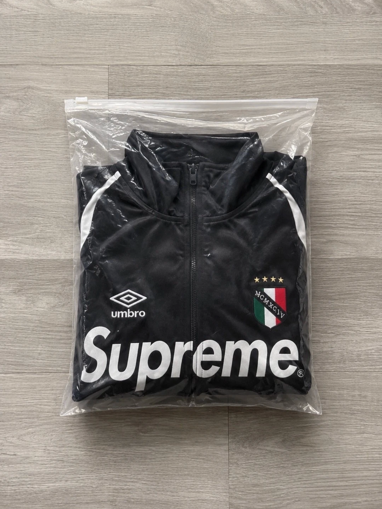 Supreme x Umbro Track Jacket Black and White Full Zip Size Small