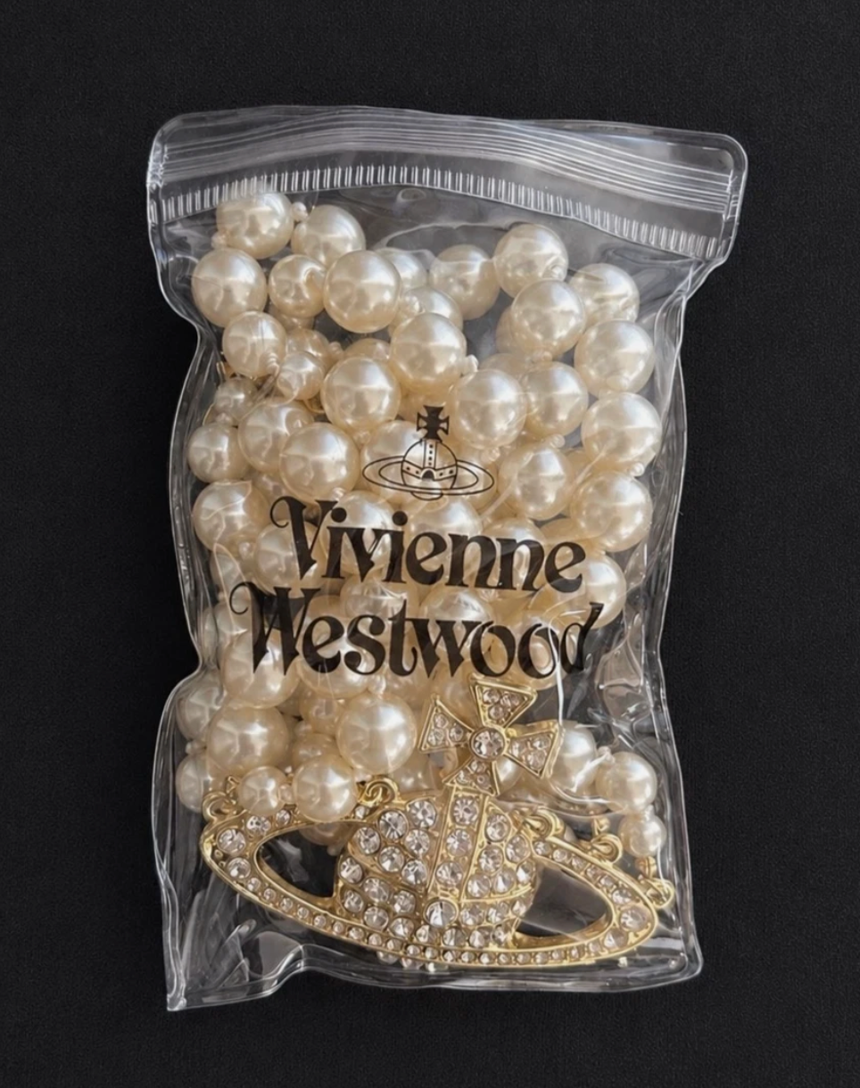 Vivienne Westwood Triple Choker Necklace Gold Pearl Crystal Orb
