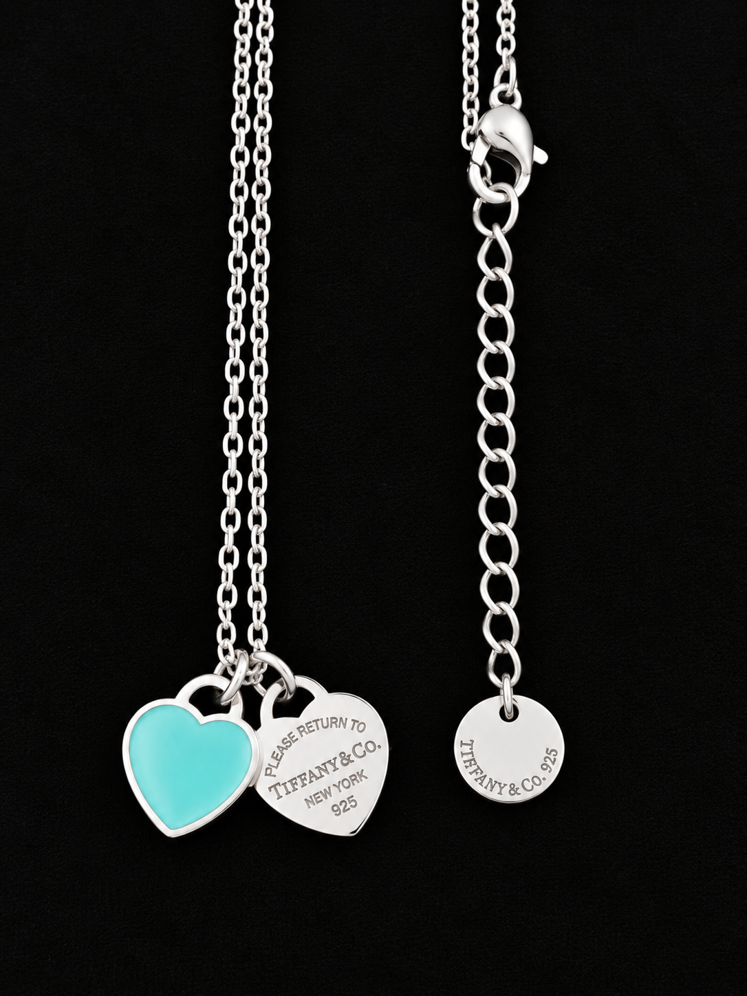 Tiffany and Co Heart Necklace Silver and Blue