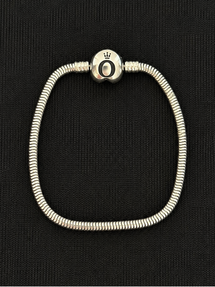 Pandora Bracelet Heart Clasp Snake Chain Silver