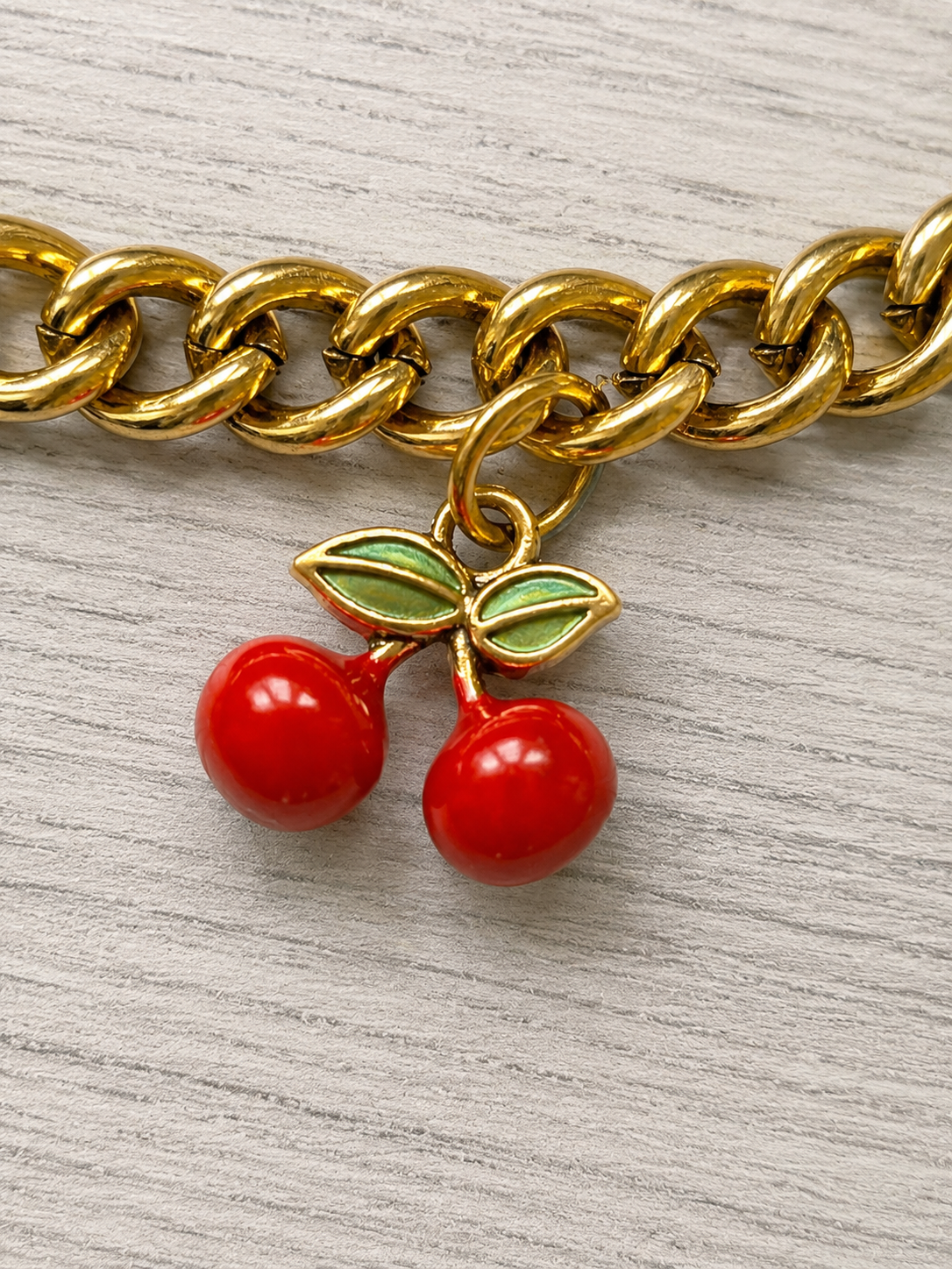 Coach Motif Chain Bag Charm Rexy Tea Rose Cherries Heart Brass Gold Brand New