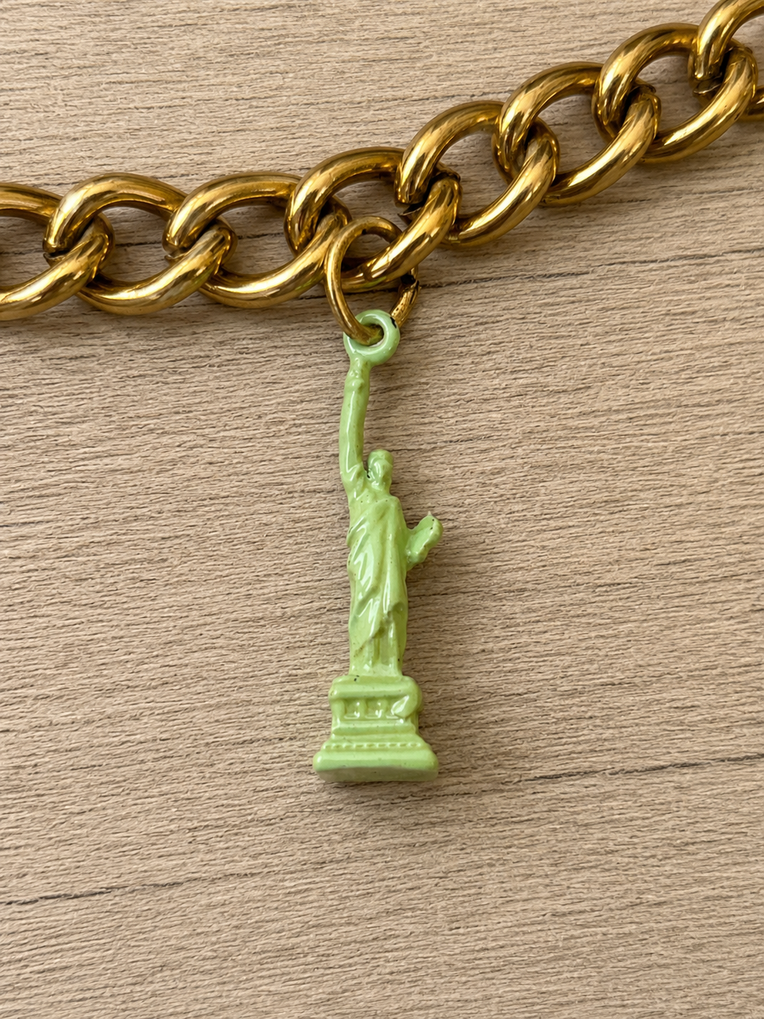 Coach New York Motif Chain Bag Charm Cab Pretzel Liberty Apple Brass Gold Brand New
