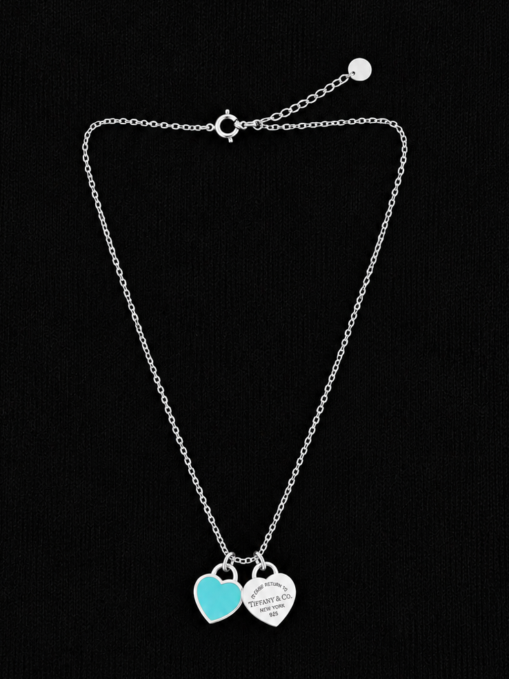 Tiffany and Co Heart Necklace Silver and Blue