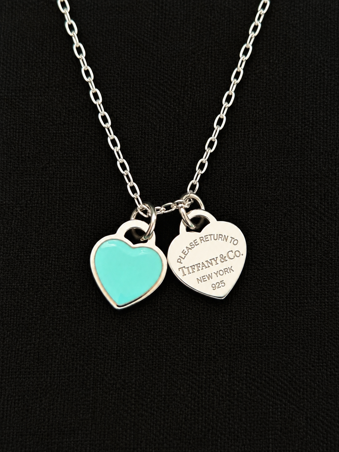 Tiffany and Co Heart Necklace Silver and Blue
