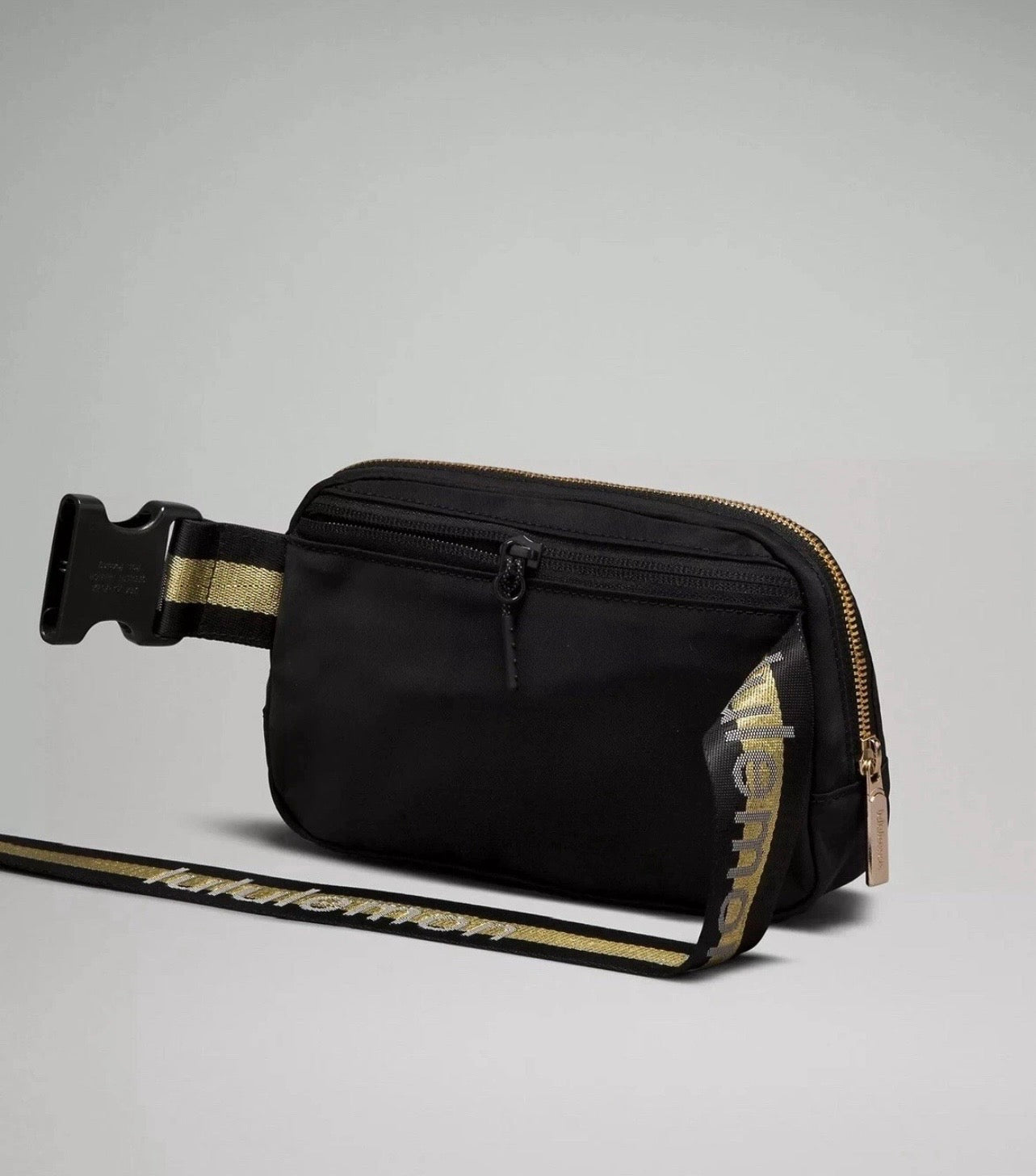 Lululemon Everywhere Belt Bag Black and Gold Wordmark New With Tags 1L