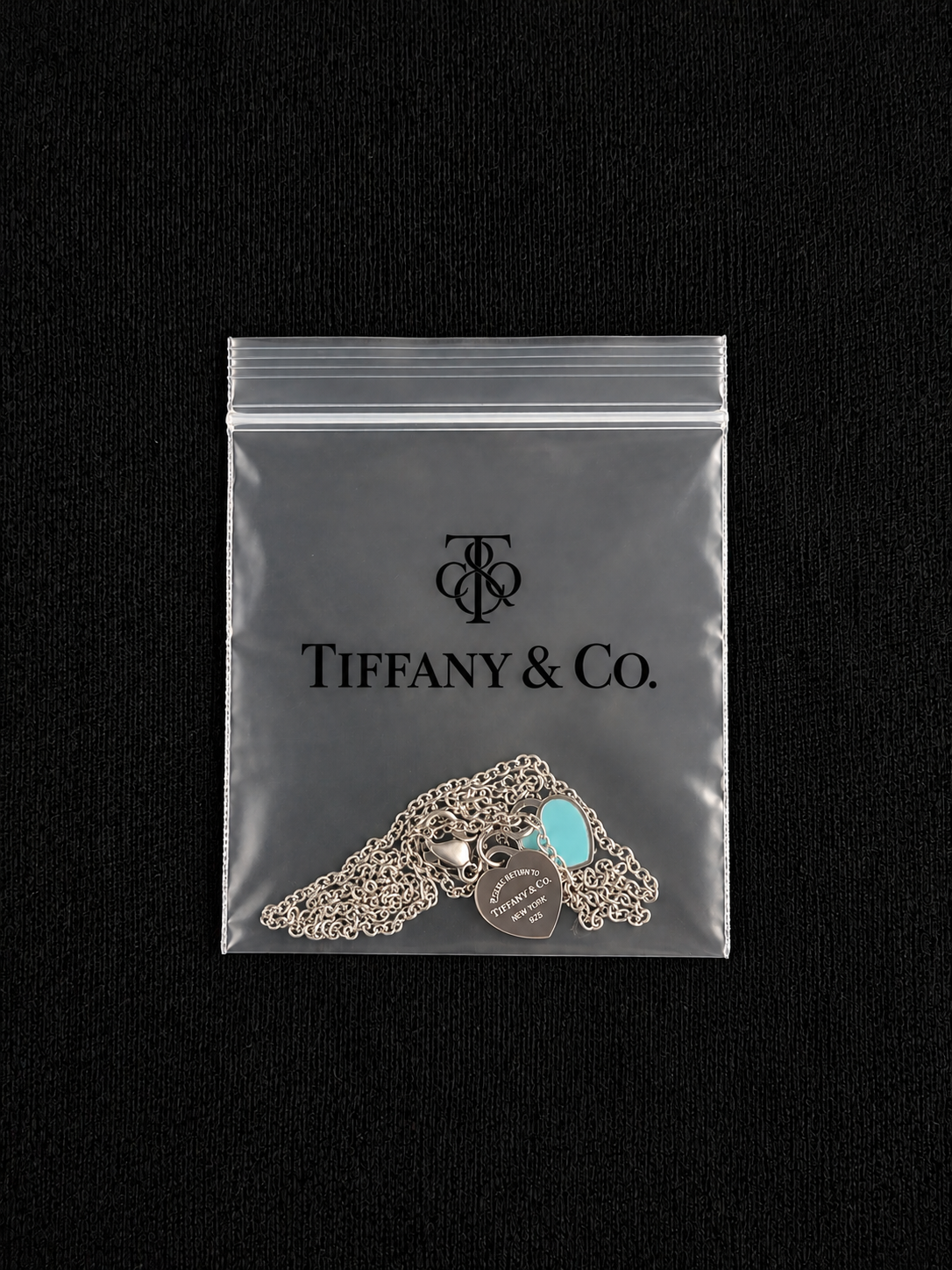Tiffany and Co Heart Necklace Silver and Blue