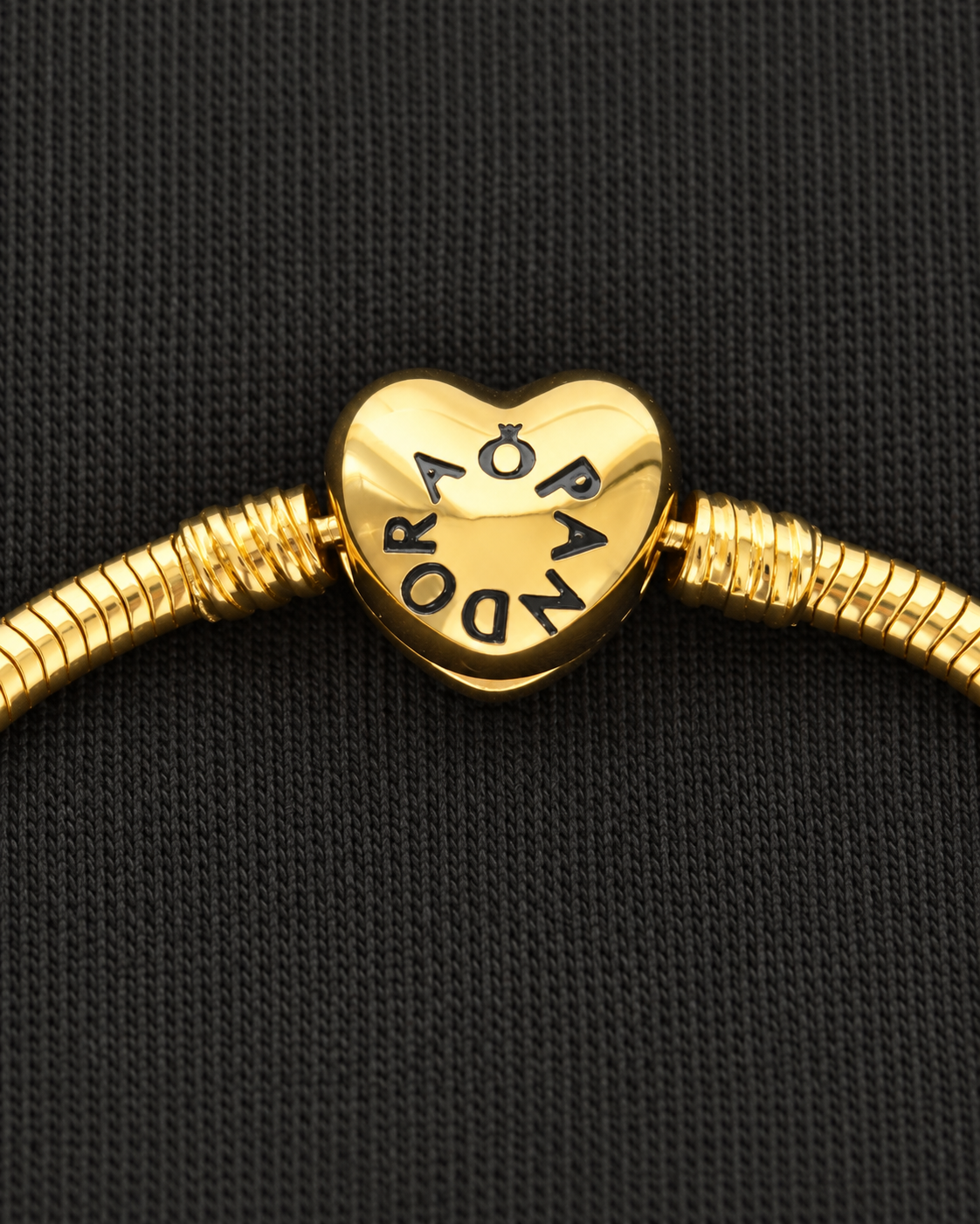 Pandora Bracelet Heart Clasp Snake Chain Gold