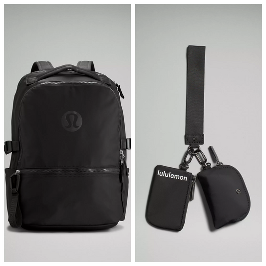 Lululemon Bundle Backpack and Dual Pouch Wristlet Keychain New With Tags