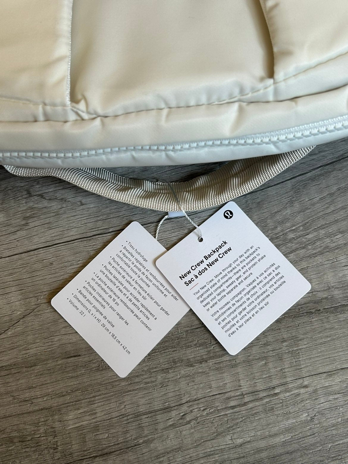 Lululemon Backpack New Crew White New With Tags 22L