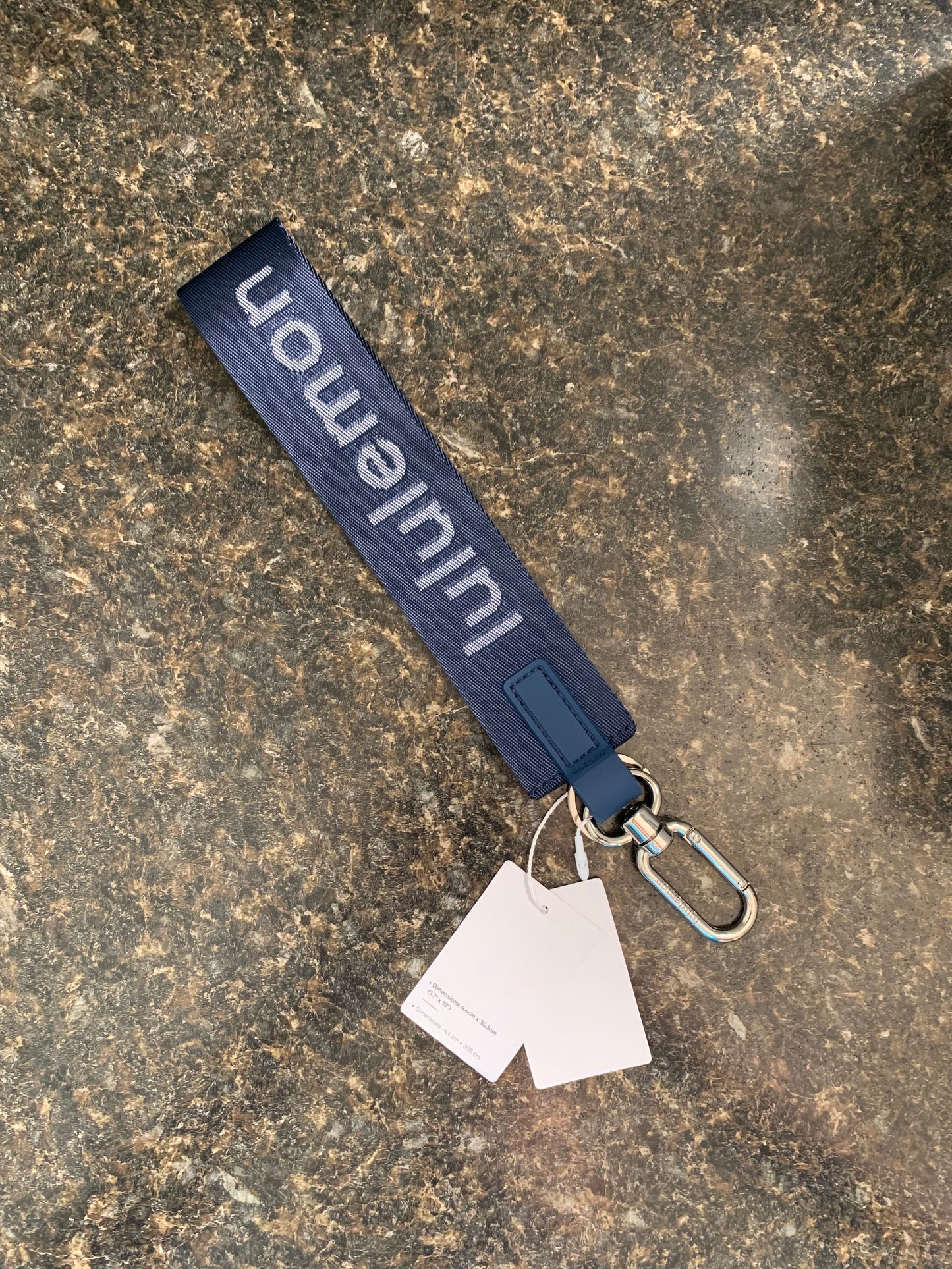 Lululemon Never Lost Keychain Navy Blue and White New With Tags