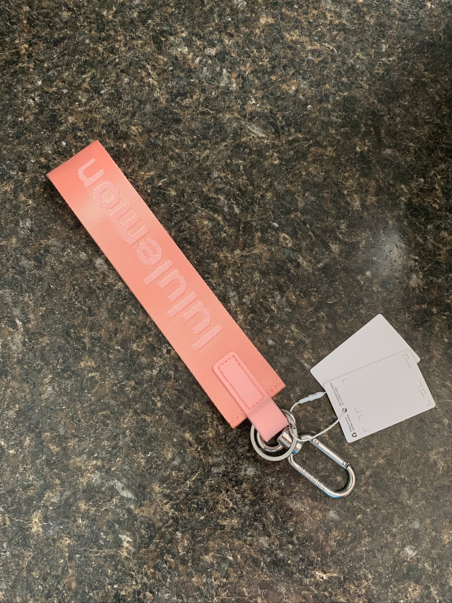 Lululemon Never Lost Keychain Misty Pink Peach White White New With Tags