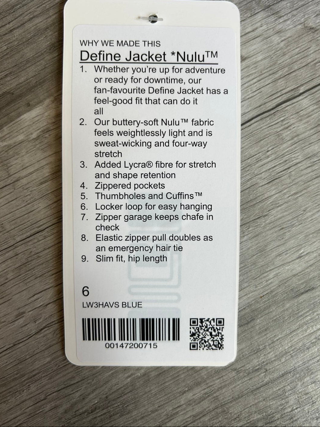 Lululemon Define Jacket Nulu Blue and Gold Zipper Size 6 Small New With Tags
