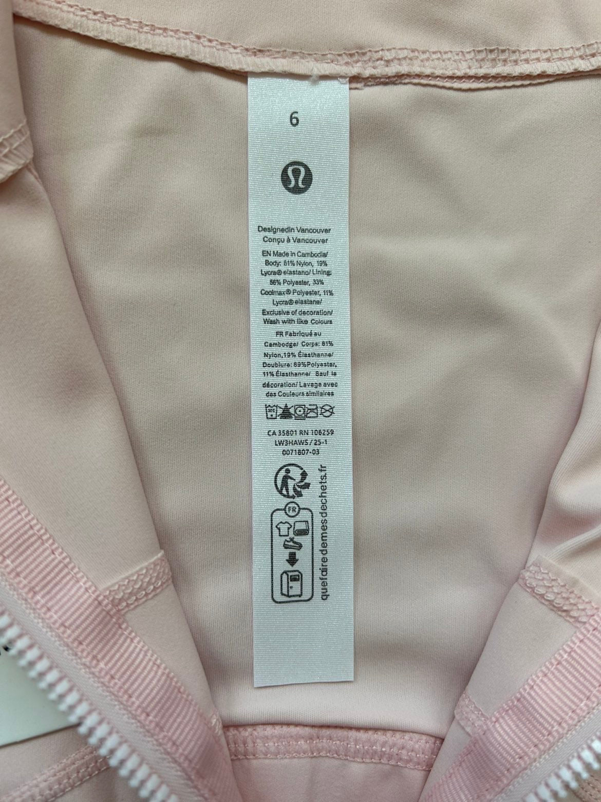 Lululemon Define Jacket Nulu Pink Zipper Size 6 Small New With Tags