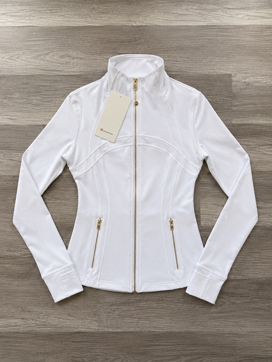 Lululemon Define Jacket Nulu White and Gold Zipper Size 6 Small New With Tags