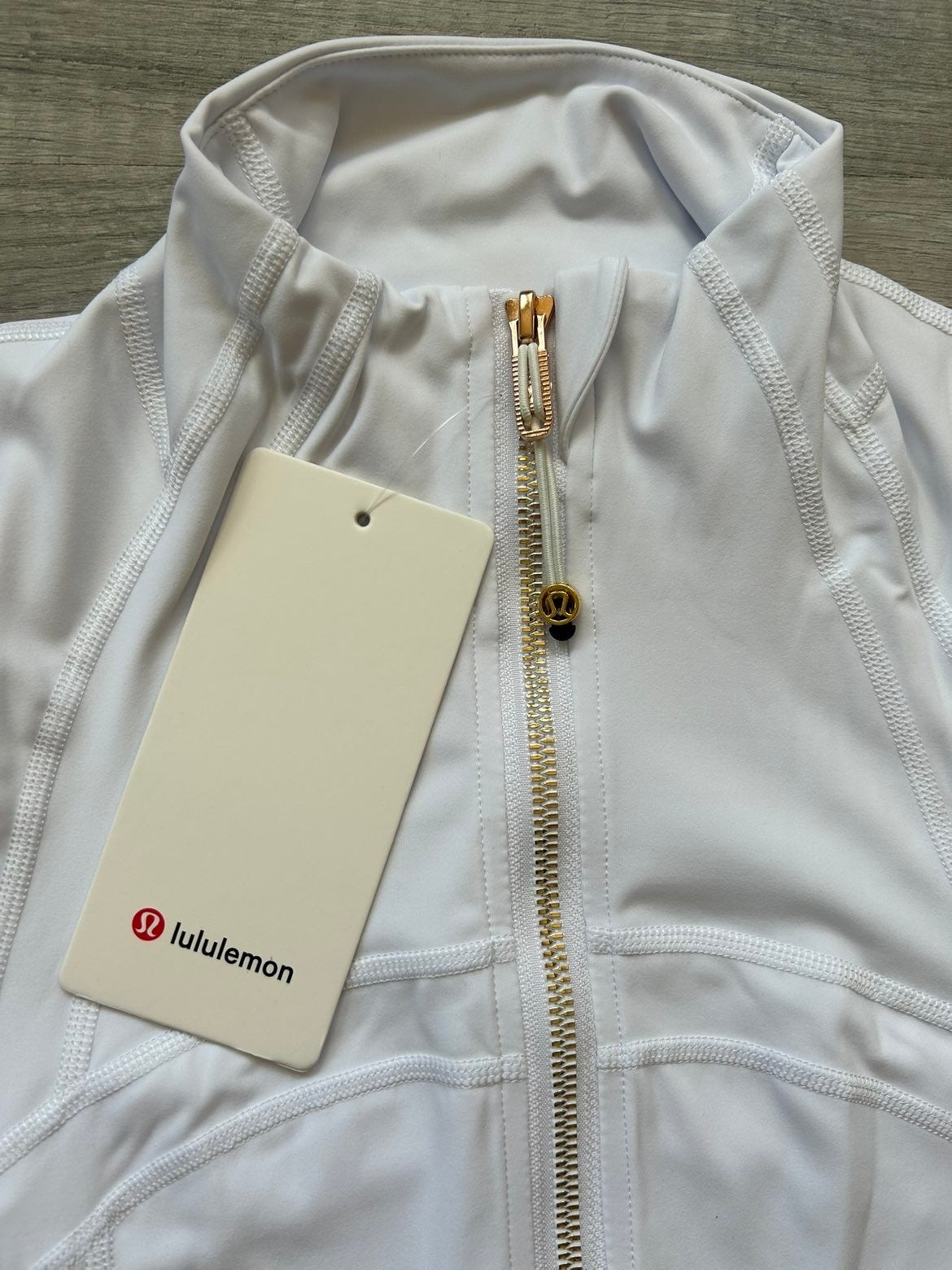 Lululemon Define Jacket Nulu White and Gold Zipper Size 6 Small New With Tags