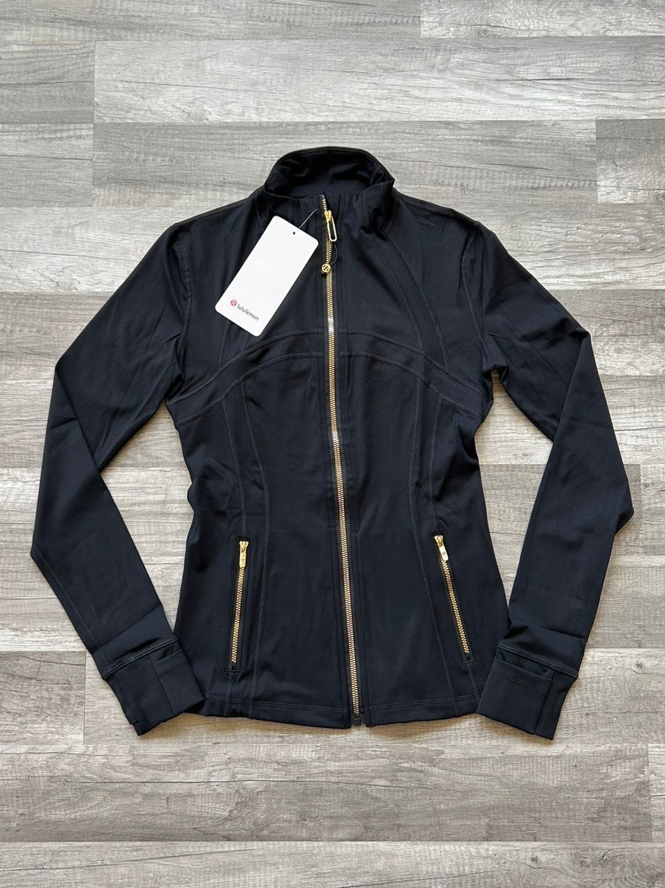 Lululemon Define Jacket Nulu Black and Gold Zipper Size 6 Small New With Tags