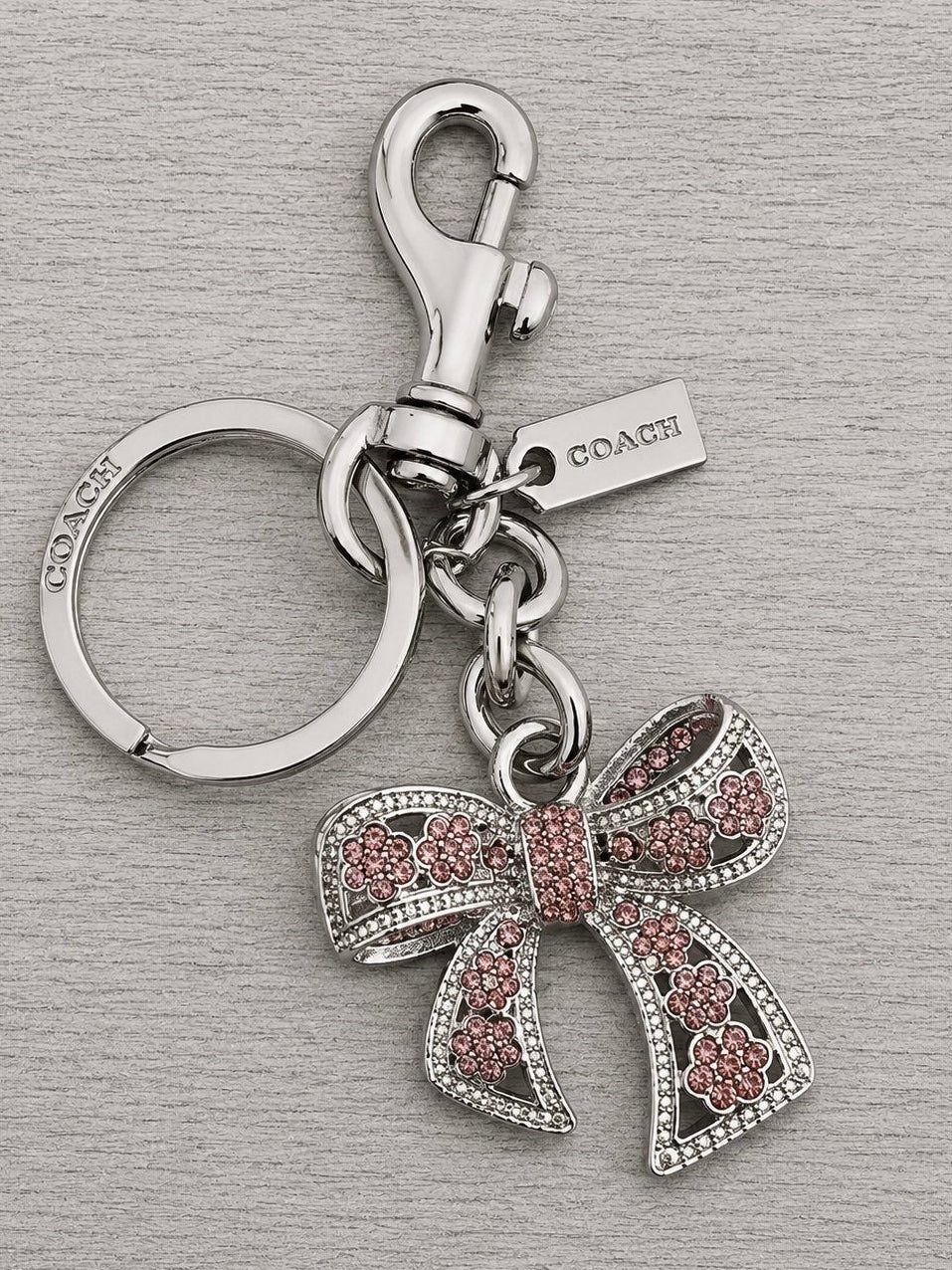 Coach Bow Bag Charm Silver Purple Brand New