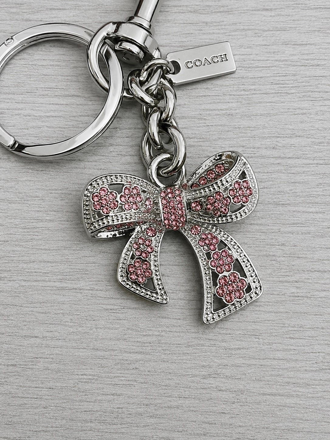 Coach Bow Bag Charm Silver Purple Brand New