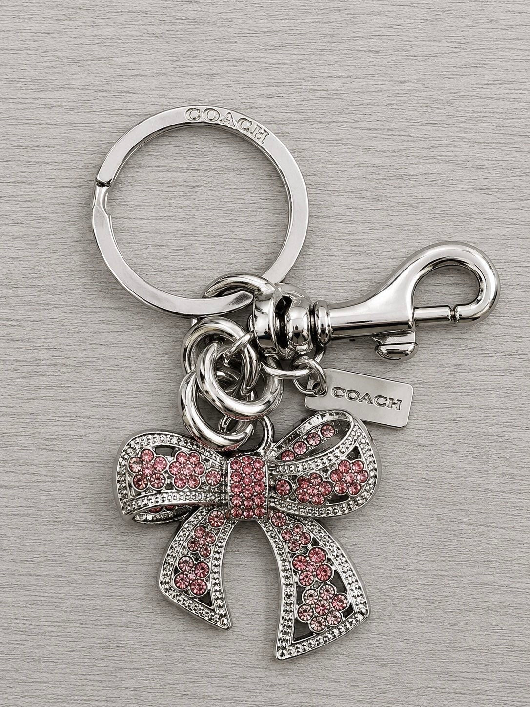 Coach Bow Bag Charm Silver Purple Brand New