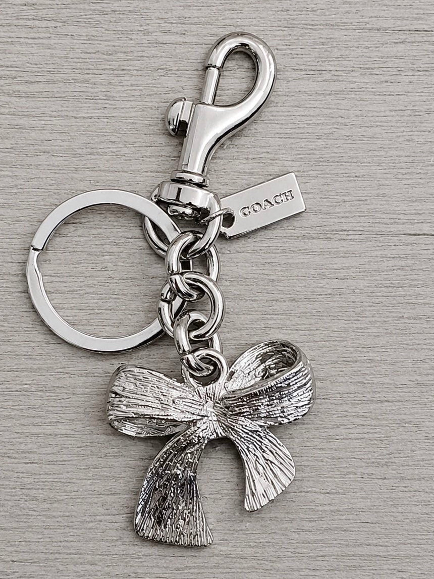 Coach Bow Bag Charm Silver Purple Brand New