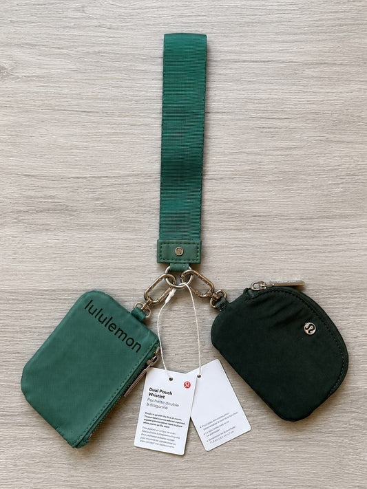 Lululemon Dual Pouch Wristlet Forest Green New With Tags