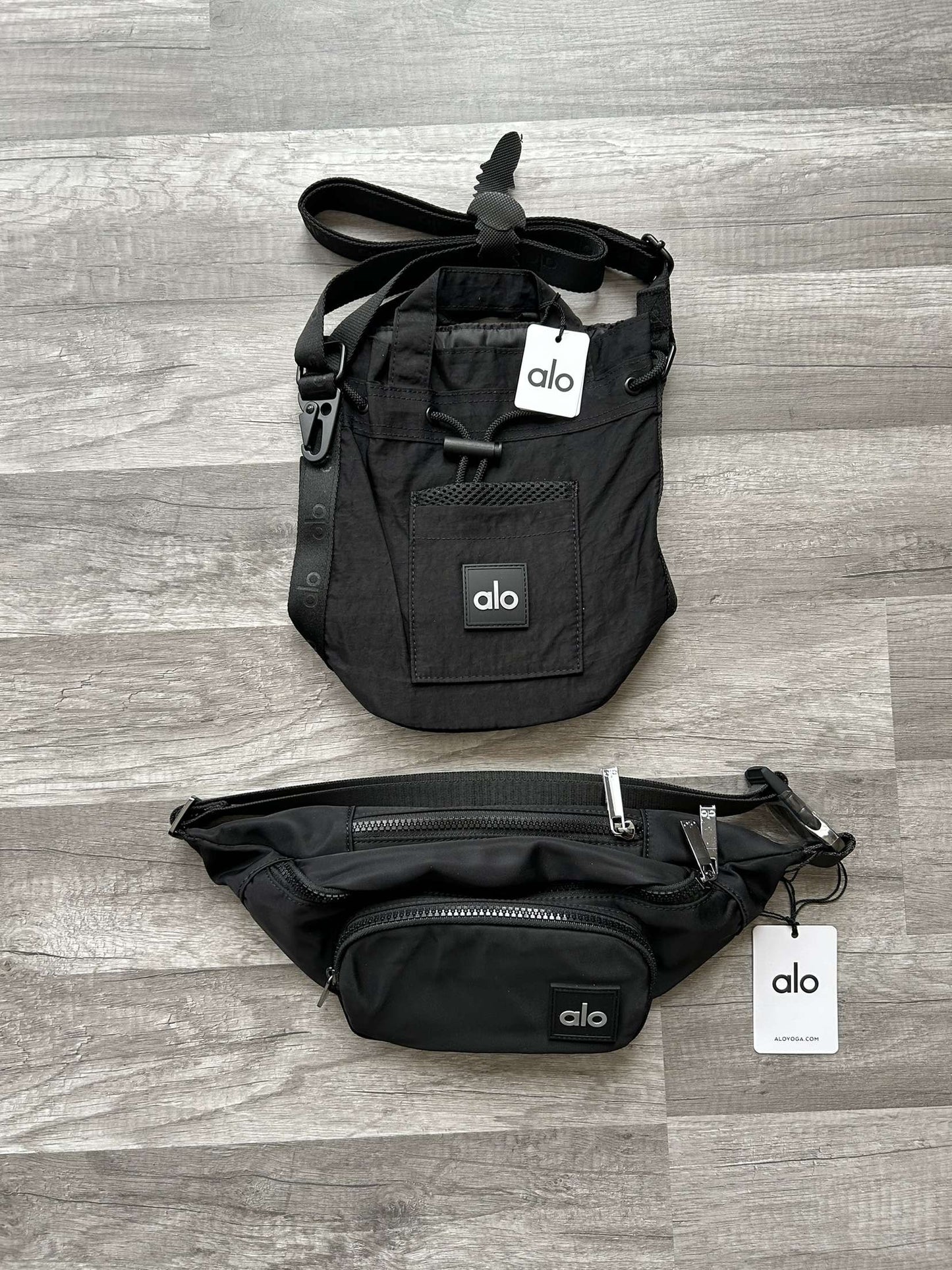 Alo Yoga Bundle Explorer Fanny Pack and Crossbody Bucket Bag New With Tags
