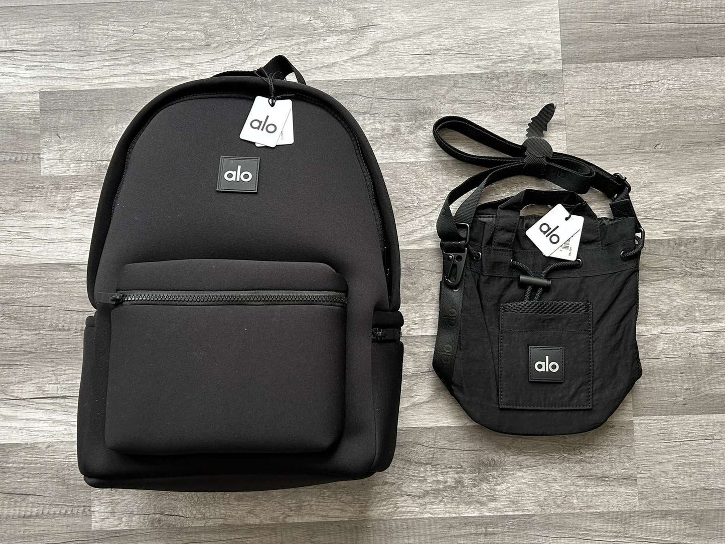 Alo Yoga Bundle Stow Backpack Crossbody Bucket Bag New With Tags
