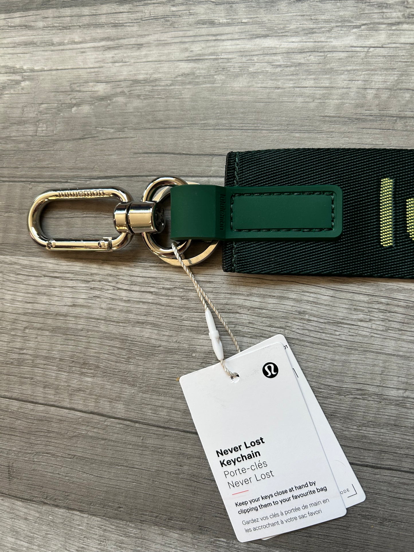 Lululemon Never Lost Keychain Green Yellow New With Tags