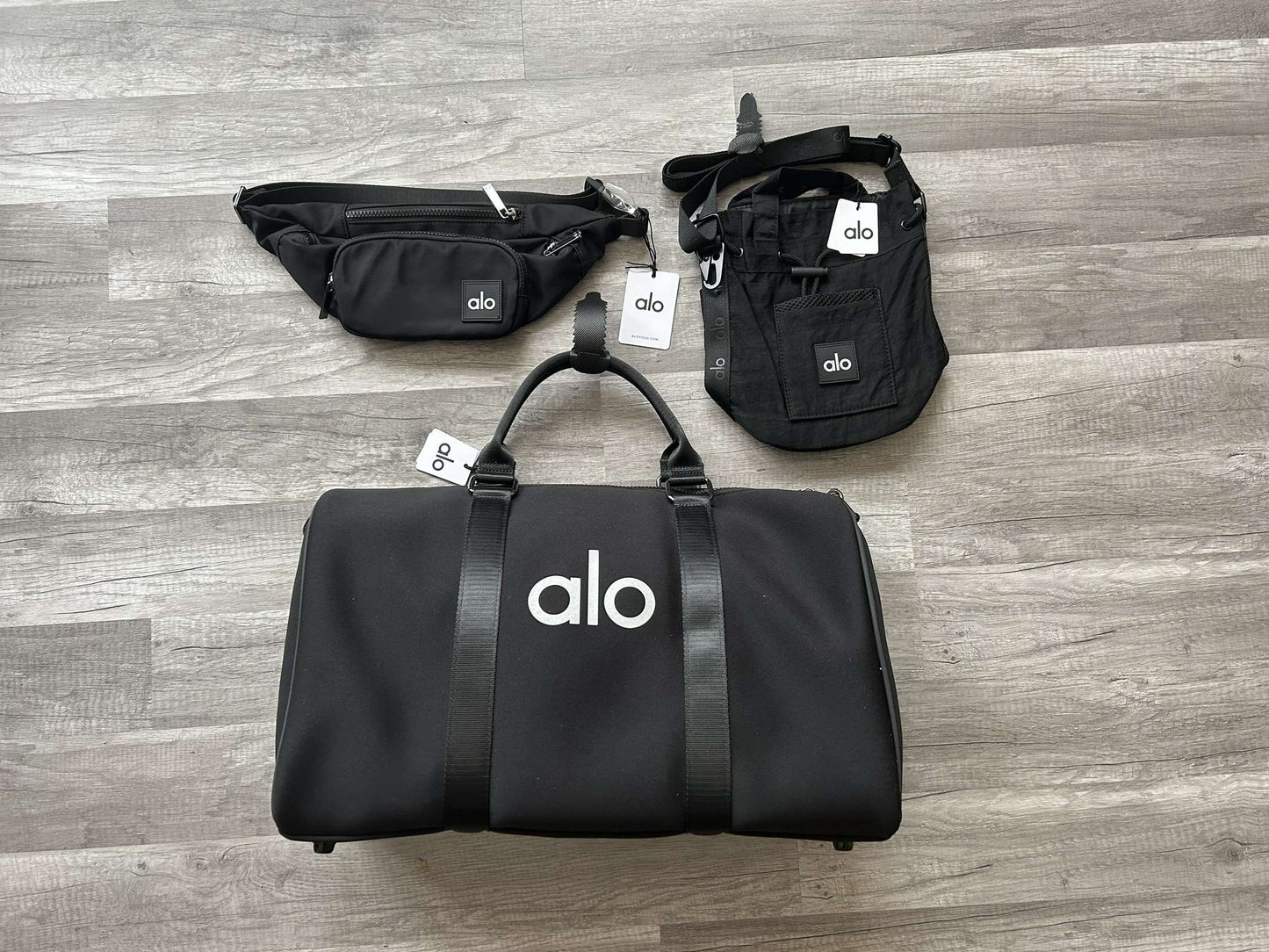 Alo Yoga Bundle Traverse Duffle Crossbody Bucket Bag Explorer Fanny Pack New With Tags