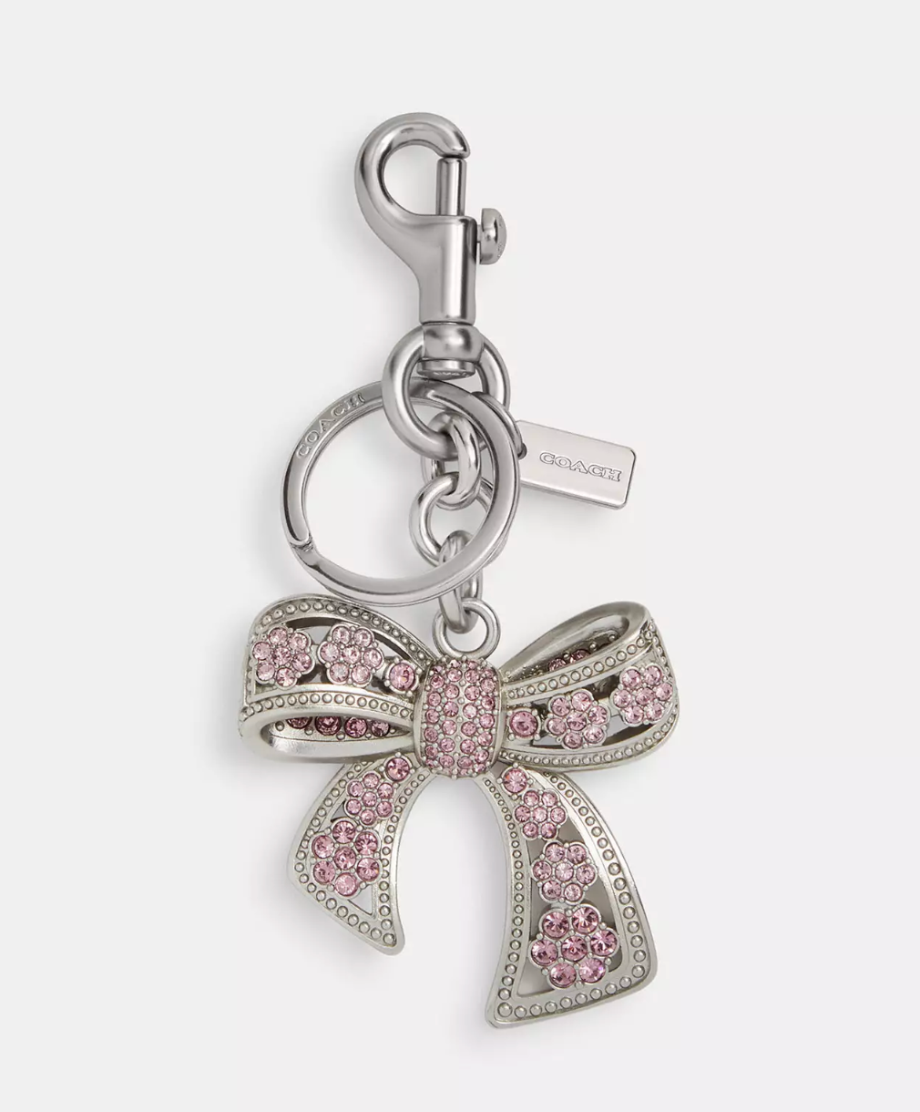 Coach Bow Bag Charm Silver Purple Brand New