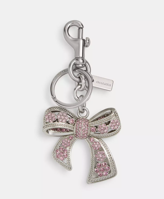 Coach Bow Bag Charm Silver Purple Brand New