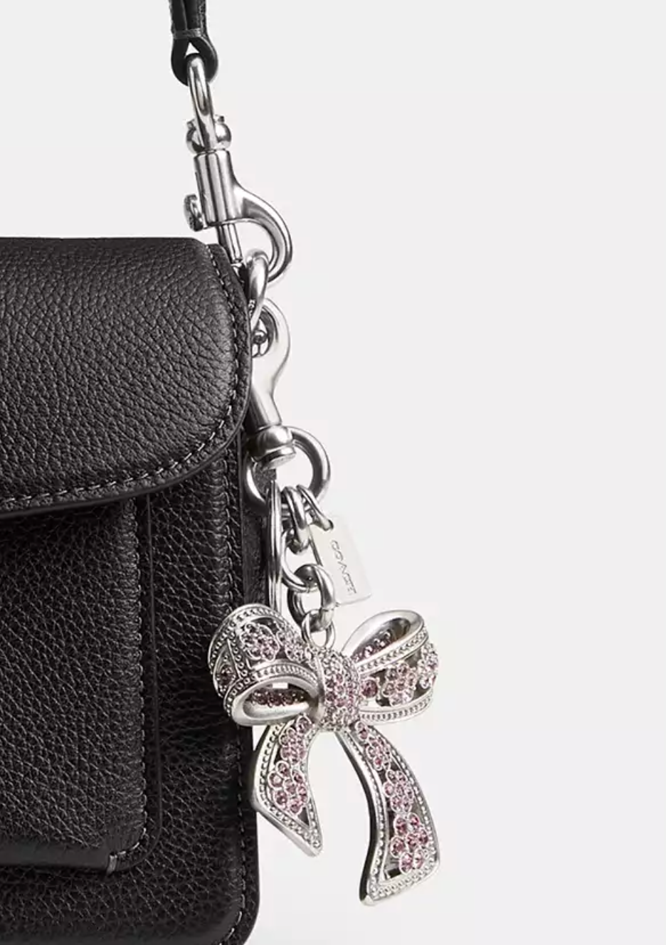 Coach Bow Bag Charm Silver Purple Brand New