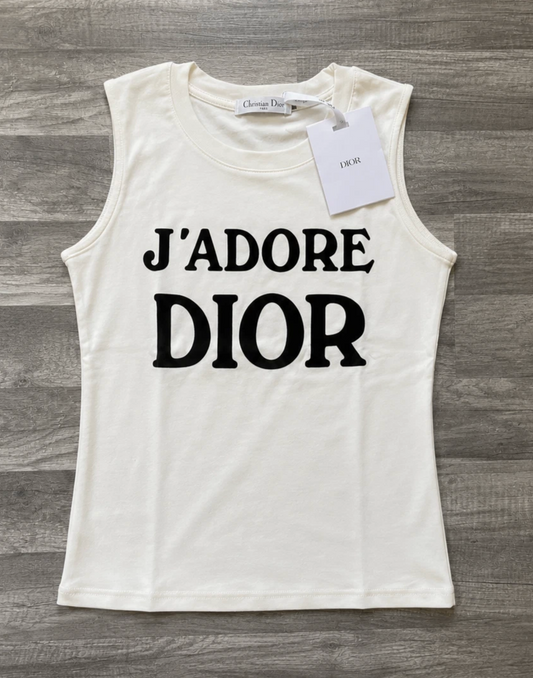 Christian Dior J’Adore Dior Tank Top Cami World Champion 1947 White and Black