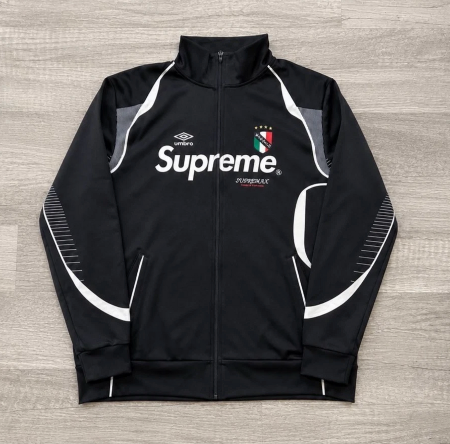 Supreme x Umbro Track Jacket Black and White Full Zip Size Small