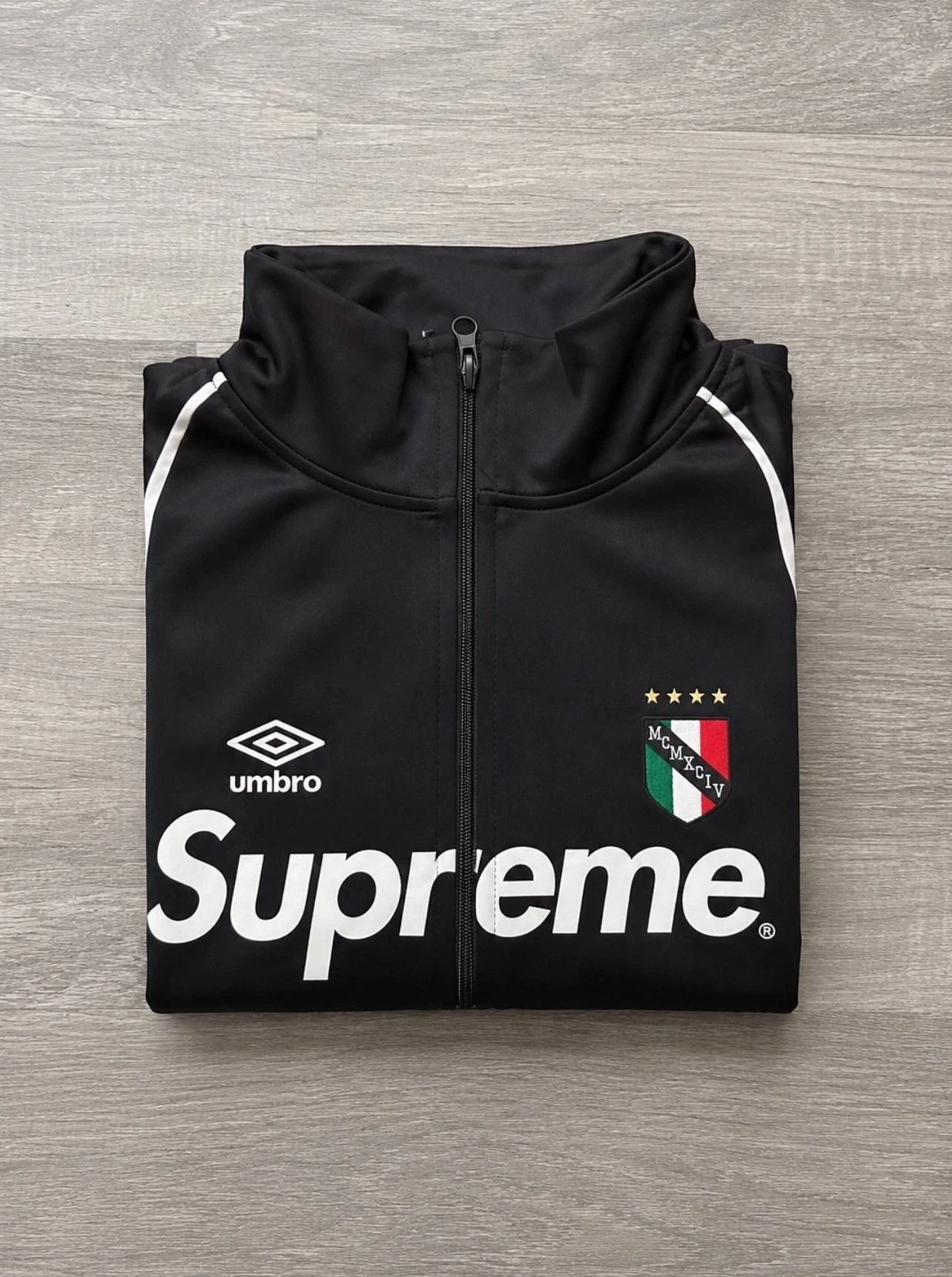Supreme x Umbro Track Jacket Black and White Full Zip Size Small