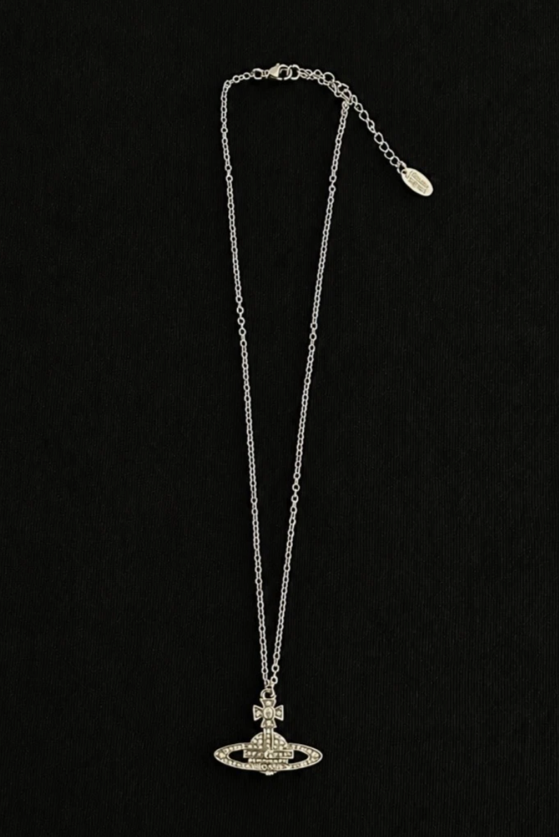 Vivienne Westwood Silver Necklace Bas Relief Crystal Orb