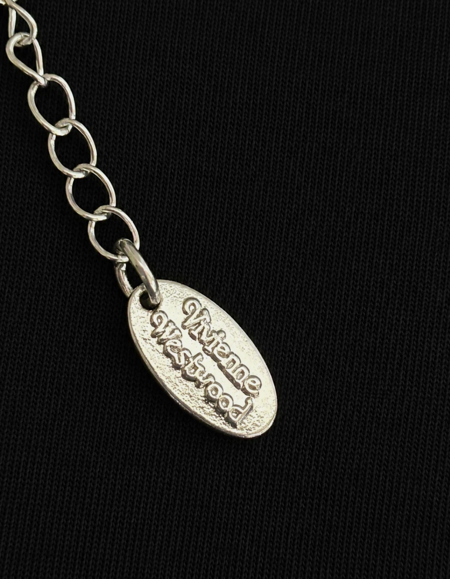Vivienne Westwood Silver Necklace Bas Relief Crystal Orb