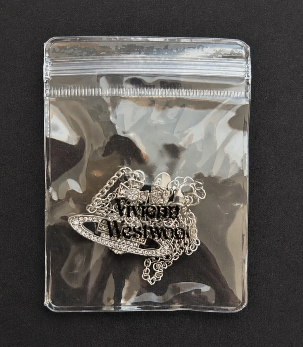 Vivienne Westwood Silver Necklace Bas Relief Crystal Orb