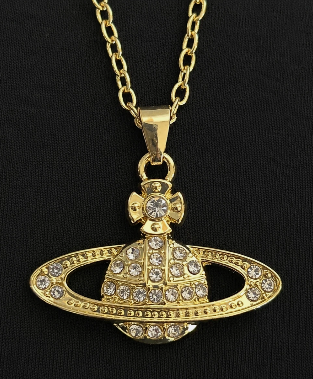 Vivienne Westwood Necklace Gold Bas Relief Crystal Orb