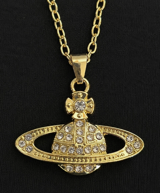 Vivienne Westwood Necklace Gold Bas Relief Crystal Orb