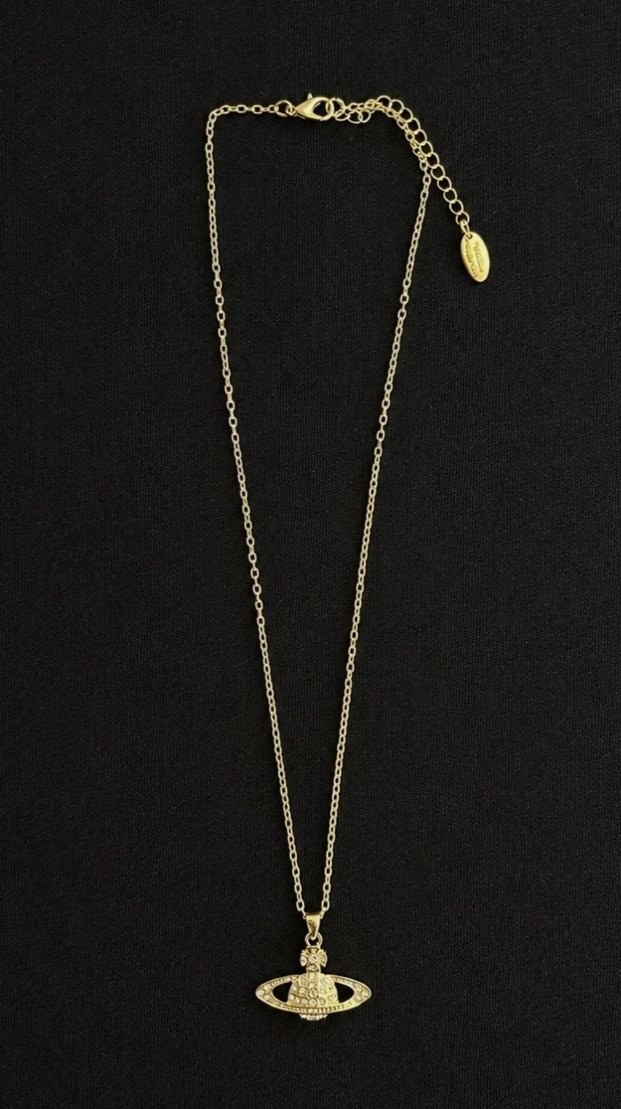 Vivienne Westwood Necklace Gold Bas Relief Crystal Orb