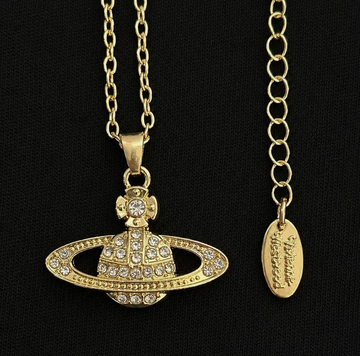 Vivienne Westwood Necklace Gold Bas Relief Crystal Orb